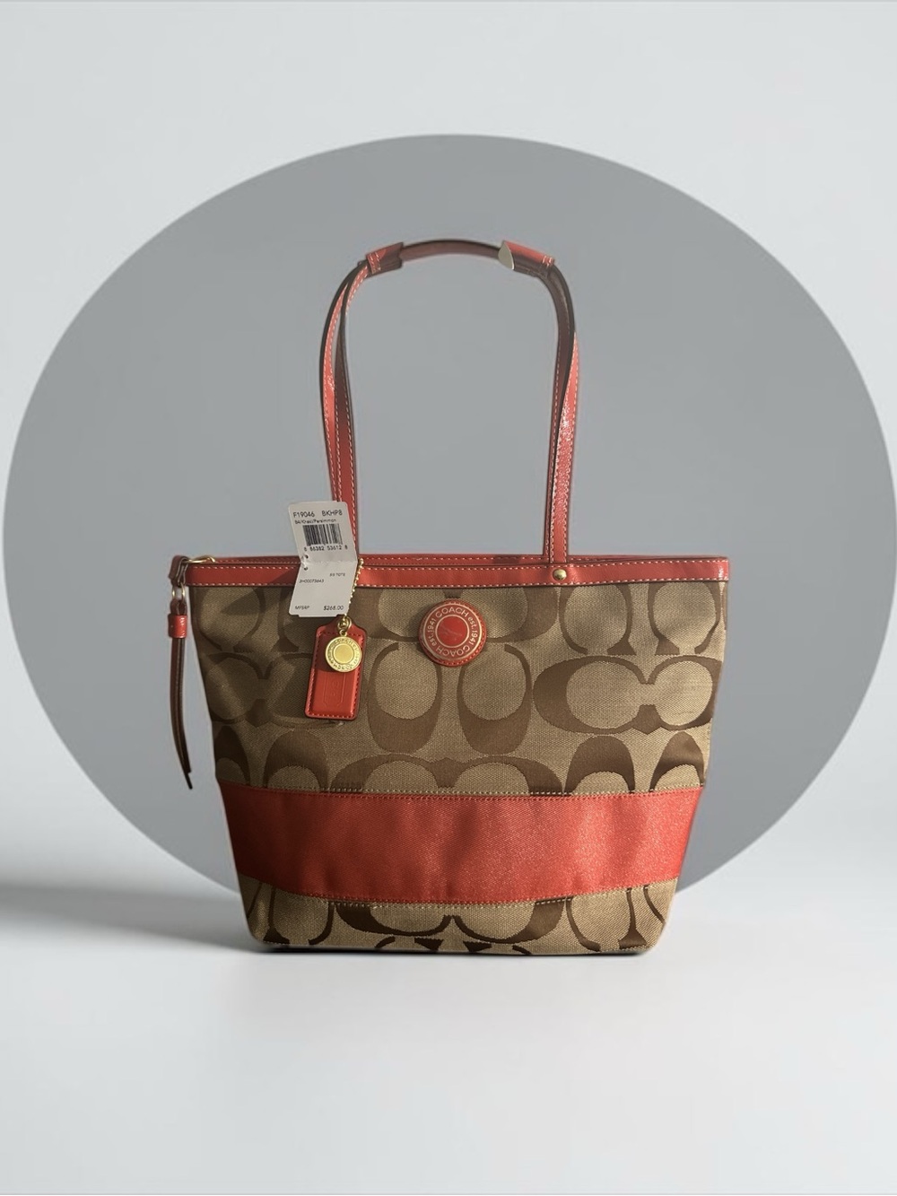 **Entry Only** Coach Signature Canvas Tote with Coral Trim 2011 NWT